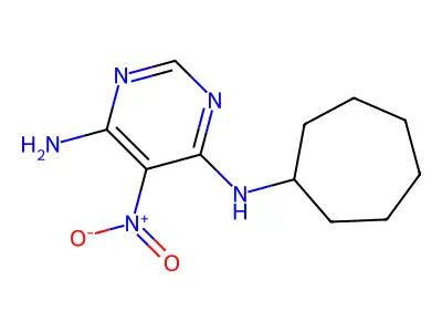 N4-cycloheptyl-5-nitropyrimidine-4,6-diamine structure