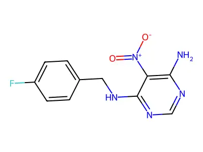 N-(4-fluorobenzyl)-5-nitro-4,6-pyrimidinediamine structure