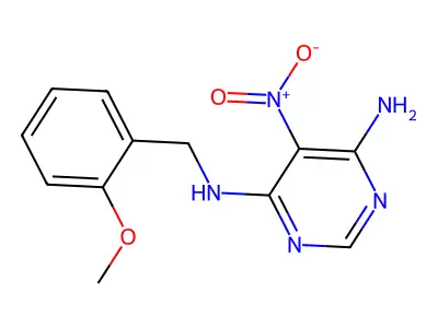 N4-(2-methoxybenzyl)-5-nitropyrimidine-4,6-diamine structure