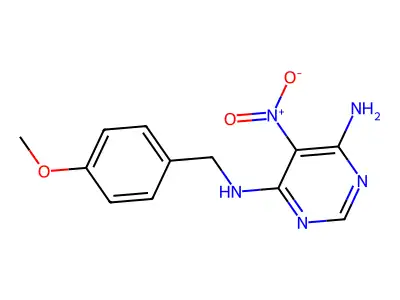 N4-(4-methoxybenzyl)-5-nitropyrimidine-4,6-diamine structure