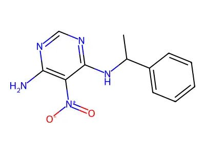 5-nitro-N4-(1-phenylethyl)pyrimidine-4,6-diamine structure