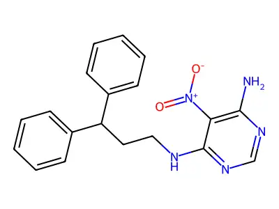 N4-(3,3-diphenylpropyl)-5-nitropyrimidine-4,6-diamine structure