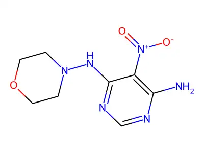 N4-morpholino-5-nitropyrimidine-4,6-diamine structure