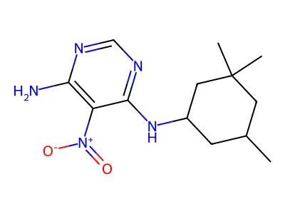 5-nitro-N4-(3,3,5-trimethylcyclohexyl)pyrimidine-4,6-diamine structure