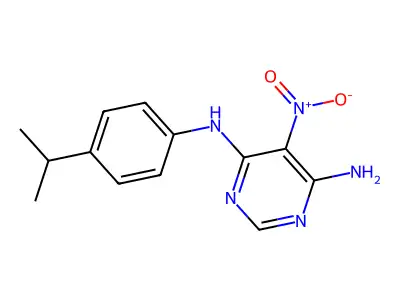 5-nitro-N-[4-(propan-2-yl)phenyl]pyrimidine-4,6-diamine structure
