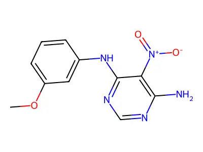 N-(3-methoxyphenyl)-5-nitropyrimidine-4,6-diamine structure