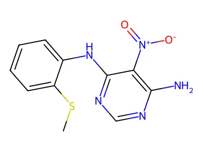 N-[2-(methylsulfanyl)phenyl]-5-nitropyrimidine-4,6-diamine structure
