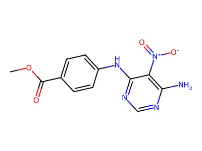 Methyl 4-[(6-amino-5-nitropyrimidin-4-yl)amino]benzoate structure