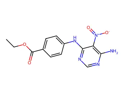 Ethyl 4-[(6-amino-5-nitropyrimidin-4-yl)amino]benzoate structure