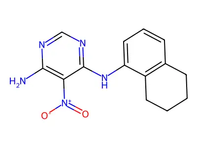 5-nitro-N4-(5,6,7,8-tetrahydronaphthalen-1-yl)pyrimidine-4,6-diamine structure
