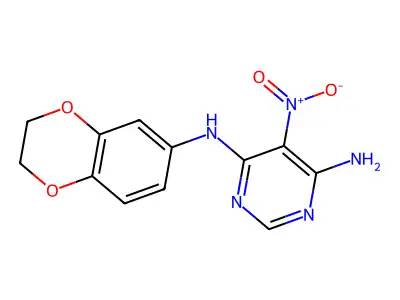 N-(2,3-dihydro-1,4-benzodioxin-6-yl)-5-nitropyrimidine-4,6-diamine structure