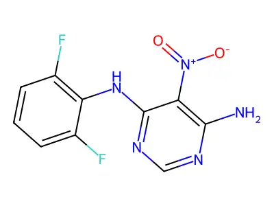 4-N-(2,6-difluorophenyl)-5-nitropyrimidine-4,6-diamine structure