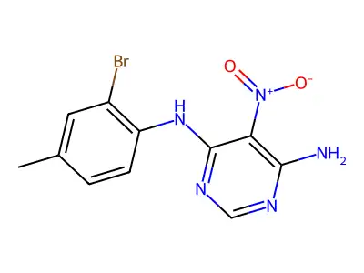 N4-(2-bromo-4-methylphenyl)-5-nitropyrimidine-4,6-diamine structure
