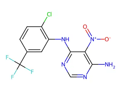 N4-[2-Chloro-5-(trifluoromethyl)phenyl]-5-nitropyrimidine-4,6-diamine structure