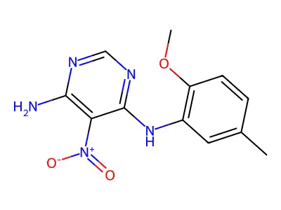 N4-(2-methoxy-5-methylphenyl)-5-nitropyrimidine-4,6-diamine structure