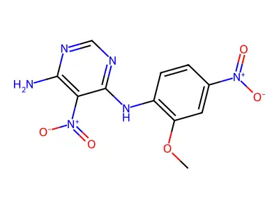 N4-(2-methoxy-4-nitrophenyl)-5-nitropyrimidine-4,6-diamine structure