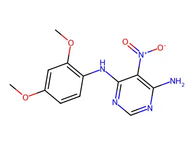 N-(2,4-dimethoxyphenyl)-5-nitropyrimidine-4,6-diamine structure