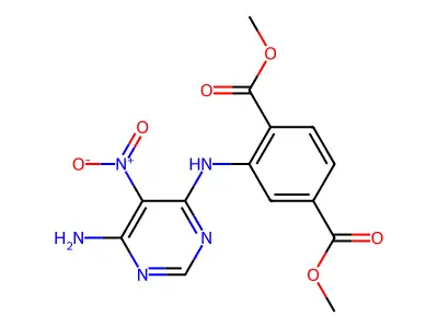 Dimethyl 2-((6-amino-5-nitropyrimidin-4-yl)amino)terephthalate structure