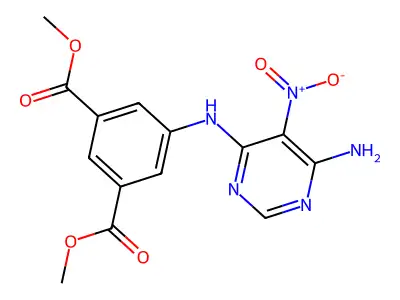 Dimethyl 5-[(6-amino-5-nitropyrimidin-4-yl)amino]benzene-1,3-dicarboxylate structure
