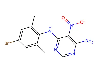 N4-(4-bromo-2,6-dimethylphenyl)-5-nitropyrimidine-4,6-diamine structure