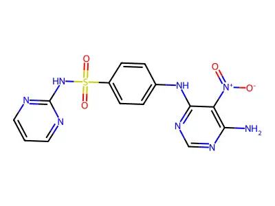 4-[(6-amino-5-nitropyrimidin-4-yl)amino]-N-pyrimidin-2-ylbenzenesulfonamide structure