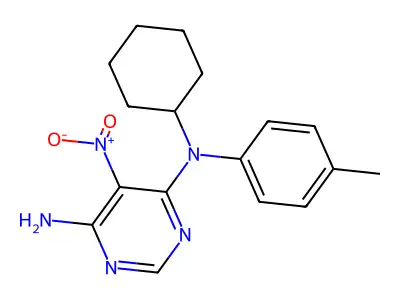 4-N-cyclohexyl-4-N-(4-methylphenyl)-5-nitropyrimidine-4,6-diamine structure