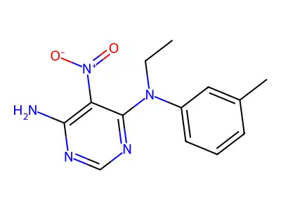 N-ethyl-N-(3-methylphenyl)-5-nitropyrimidine-4,6-diamine structure