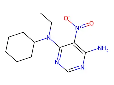 N4-cyclohexyl-N4-ethyl-5-nitropyrimidine-4,6-diamine structure