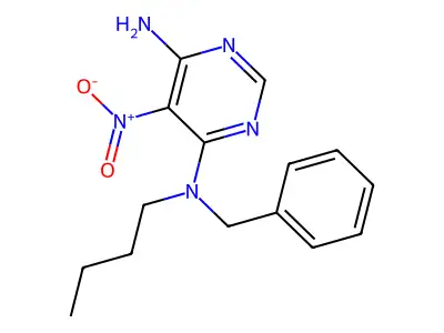 N4-benzyl-N4-butyl-5-nitropyrimidine-4,6-diamine structure