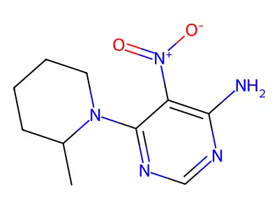 6-(2-Methylpiperidin-1-yl)-5-nitropyrimidin-4-amine structure