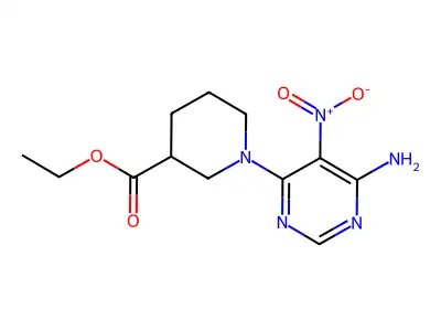 Ethyl 1-(6-amino-5-nitropyrimidin-4-yl)piperidine-3-carboxylate structure