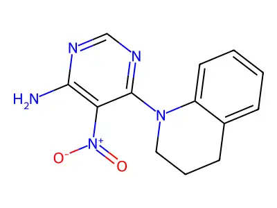 6-(3,4-dihydroquinolin-1(2H)-yl)-5-nitropyrimidin-4-amine structure