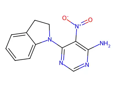 6-(2,3-Dihydroindol-1-yl)-5-nitropyrimidin-4-amine structure