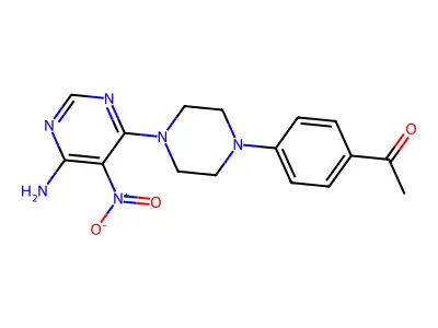 1-(4-(4-(6-Amino-5-nitropyrimidin-4-yl)piperazin-1-yl)phenyl)ethanone structure