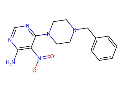 6-(4-Benzylpiperazin-1-yl)-5-nitropyrimidin-4-amine structure