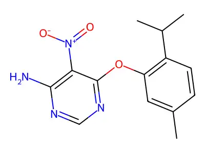 6-(5-Methyl-2-propan-2-ylphenoxy)-5-nitropyrimidin-4-amine structure