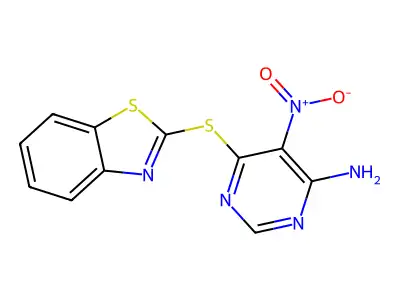 6-(1,3-Benzothiazol-2-ylsulfanyl)-5-nitropyrimidin-4-amine structure