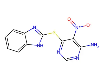6-(1H-1,3-benzodiazol-2-ylsulfanyl)-5-nitropyrimidin-4-amine structure