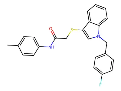 2-((1-(4-fluorobenzyl)-1H-indol-3-yl)thio)-N-(p-tolyl)acetamide structure