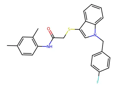 N-(2,4-dimethylphenyl)-2-((1-(4-fluorobenzyl)-1H-indol-3-yl)thio)acetamide structure