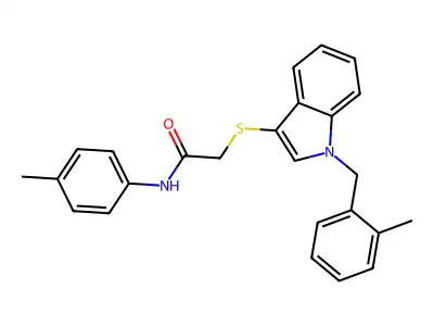 2-((1-(2-methylbenzyl)-1H-indol-3-yl)thio)-N-(p-tolyl)acetamide structure