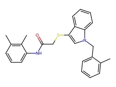 N-(2,3-dimethylphenyl)-2-[1-[(2-methylphenyl)methyl]indol-3-yl]sulfanylacetamide structure