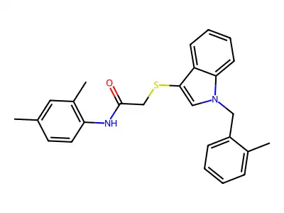 N-(2,4-dimethylphenyl)-2-((1-(2-methylbenzyl)-1H-indol-3-yl)thio)acetamide structure