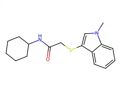 N-cyclohexyl-2-(1-methylindol-3-yl)sulfanylacetamide structure