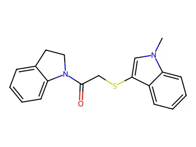 1-(indolin-1-yl)-2-((1-methyl-1H-indol-3-yl)thio)ethanone structure