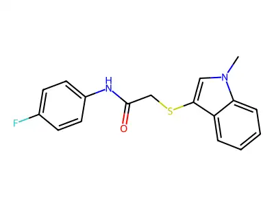 N-(4-fluorophenyl)-2-((1-methyl-1H-indol-3-yl)thio)acetamide structure