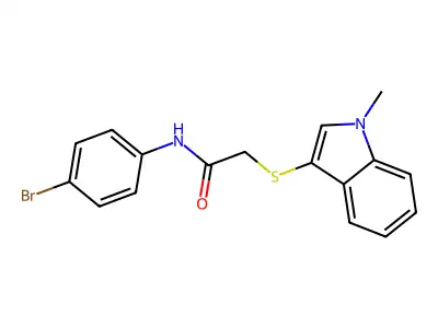 N-(4-bromophenyl)-2-((1-methyl-1H-indol-3-yl)thio)acetamide structure