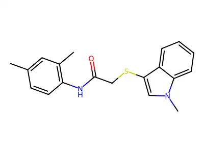 N-(2,4-dimethylphenyl)-2-[(1-methyl-1H-indol-3-yl)thio]acetamide structure