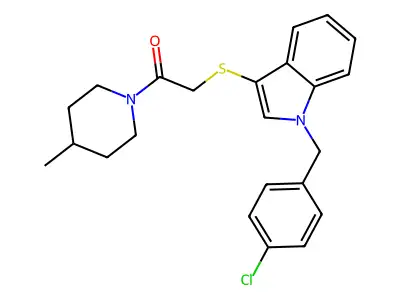 2-((1-(4-chlorobenzyl)-1H-indol-3-yl)thio)-1-(4-methylpiperidin-1-yl)ethanone structure