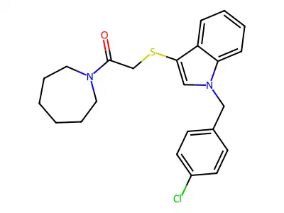 1-(Azepan-1-yl)-2-[1-[(4-chlorophenyl)methyl]indol-3-yl]sulfanylethanone structure